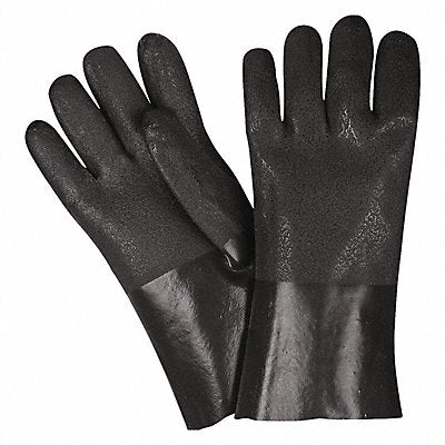MCR SAFETY 6512SJ Chem. Resistnt Glovs L Blk PVC PK12