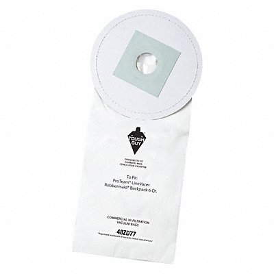 TOUGH GUY 48ZD77 Vacuum Bag Paper 2-Ply Reusable PK10