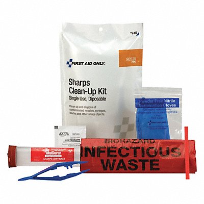 FIRST AID ONLY 90538 Sharps Clean Up Kit 8-27/64 in L White