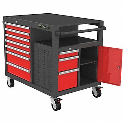 WESTWARD 48ZF02 Rolling Tool Cabinet Grey Light Duty