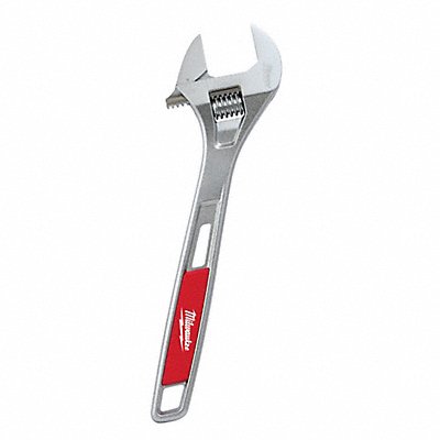 MILWAUKEE 48227412 Adjustable Wrench Steel Chrome 14-11/32 in OL