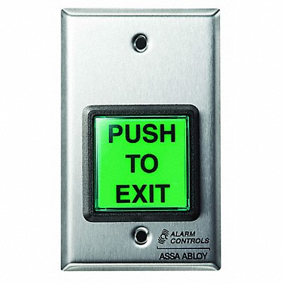 ALARM CONTROLS TS22 Push Button 5 H w/Green Luminaire