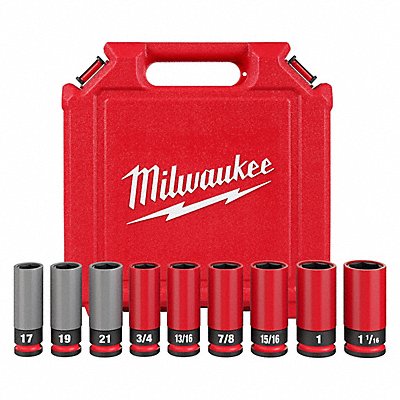 MILWAUKEE 49667832 Lug Nut Wheel Deep Socket St Steel 9 pcs