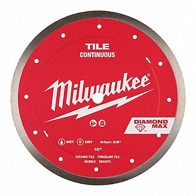 MILWAUKEE 49939210 Diamond Saw Blade Diam 10 Arbor 5/8