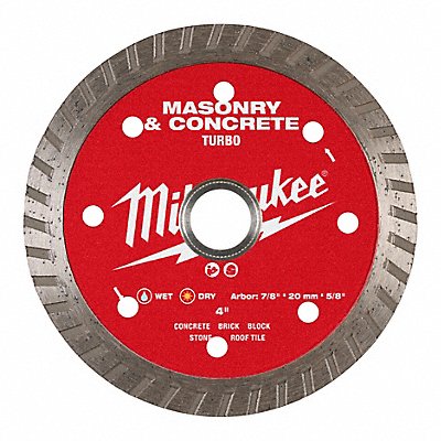 MILWAUKEE 49939402 Diamond Saw Blade Diam 4 Arbor 5/8 7/8
