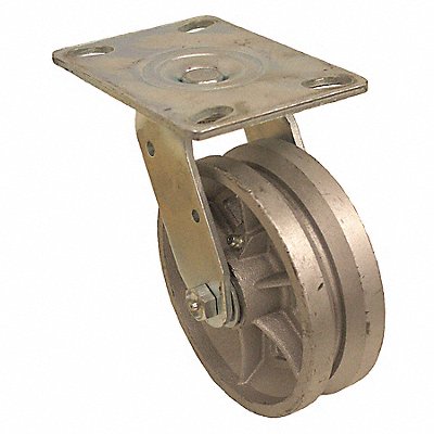 GRAINGER P21SC050R16VG1 V-Groove Track-Wheel Plate Castor Swivel