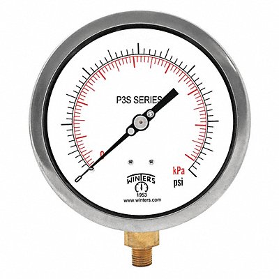 WINTERS P3S6015MAXI45 K4527 Pressure Gauge 4-1/2 Dial Size Black