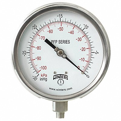 WINTERS PFP700DRY45BF K4535 Vacuum Gaugee 4-1/2 Dial Size Silver