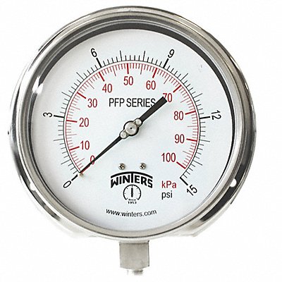 WINTERS PFP1059DRY6BF K4538 Pressure Gauge 6 Dial Size Silver