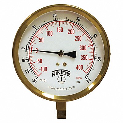 WINTERS P1S413 K4531 Compound Gauge 4-1/2 Dial Size Black