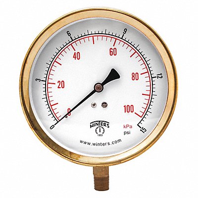 WINTERS P1S419 K4531 Pressure Gauge 4-1/2 Dial Size Grey