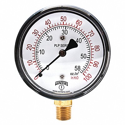 WINTERS PLP304 K4546 Pressure Gauge 2-1/2 Dial Size Black