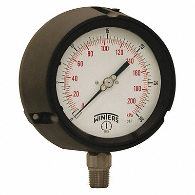WINTERS PPC5062SG45 Pressure Gauge 4-1/2 Dial Size Black