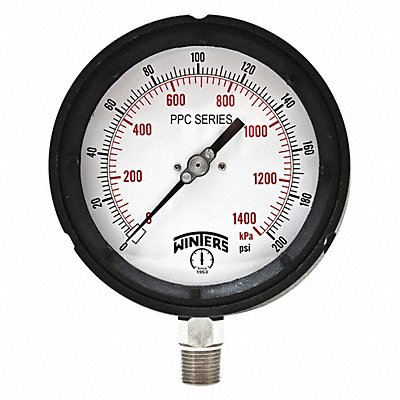 WINTERS PPC5066SG45 Pressure Gauge 4-1/2 Dial Size Black