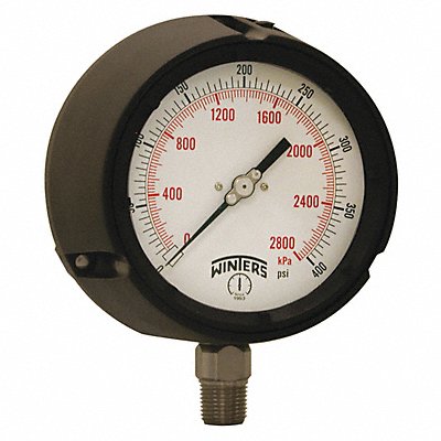 WINTERS PPC5068GSG45 Pressure Gauge 4-1/2 Dial Size Black