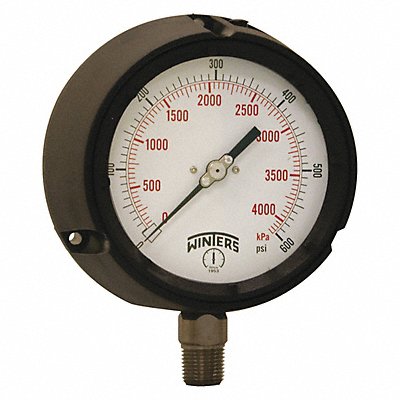WINTERS PPC5069GSG45 Pressure Gauge 4-1/2 Dial Size Black
