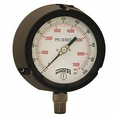 WINTERS PPC5070SG45 Pressure Gauge 4-1/2 Dial Size Black
