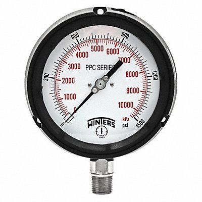 WINTERS PPC5071SG45 Pressure Gauge 4-1/2 Dial Size Black