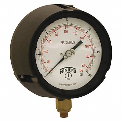 WINTERS PPC5082SG Pressure Gauge 4-1/2 Dial Size Black