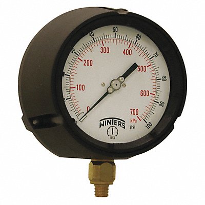 WINTERS PPC5084SG Pressure Gauge 4-1/2 Dial Size Black