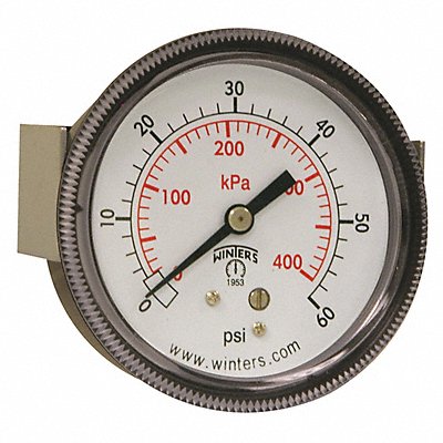 WINTERS P9U901438UC K4520 Pressure Gauge 2-1/2 Dial Size Black