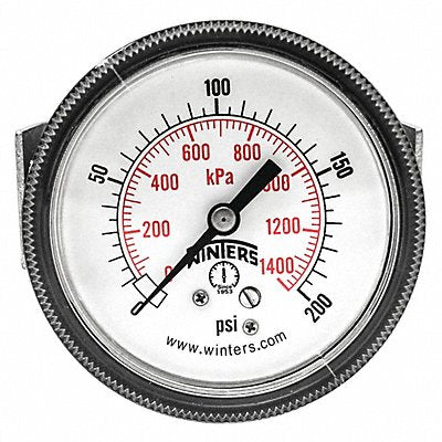 WINTERS P9U901441UC K4520 Pressure Gauge 2-1/2 Dial Size Black
