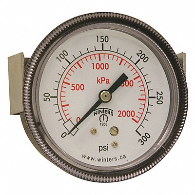WINTERS P9U901442UC K4520 Pressure Gauge 2-1/2 Dial Size Black