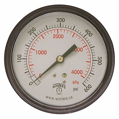 WINTERS P9U901463UC K4521 Pressure Gauge 3-1/2 Dial Size Black
