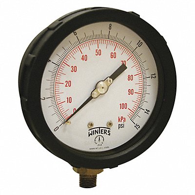 WINTERS PCC601C2Y K4215 Pressure Gauge 4 Dial Size Yellow
