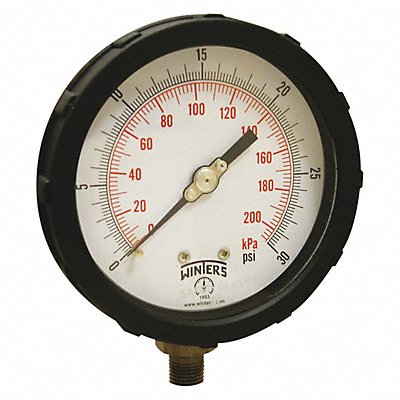 WINTERS PCC602C K4215 Pressure Gauge 4 Dial Size Black