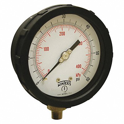 WINTERS PCC603C1Y K4215 Pressure Gauge 4 Dial Size Red