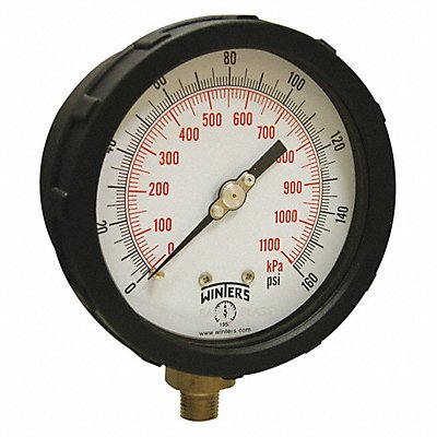 WINTERS PCC605C2Y K4215 Pressure Gauge 4 Dial Size Yellow