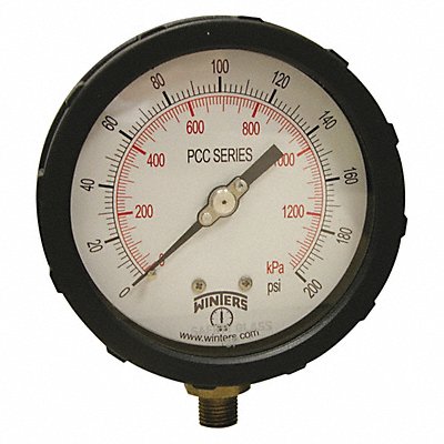 WINTERS PCC606C K4215 Pressure Gauge 4 Dial Size Black