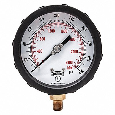 WINTERS PCC610C1Y K4215 Pressure Gauge 4 Dial Size Red
