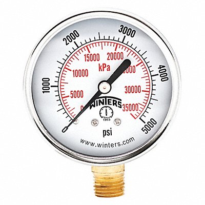 WINTERS PEM292 Pressure Gauge 2-1/2 Dial Size Black