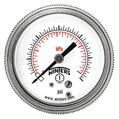 WINTERS P9S901456 Pressure Gauge 3-1/2 Dial Size Black