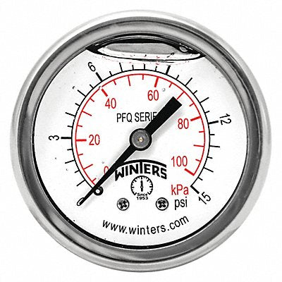 WINTERS PFQ2486DRY2FF K4540 Pressure Gauge 2 Dial Size Silver