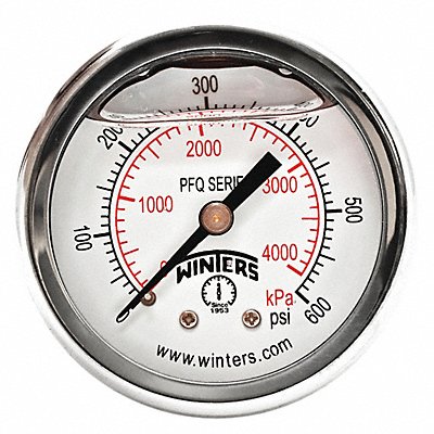 WINTERS PFQ2494DRY2FF K4540 Pressure Gauge 2 Dial Size Silver
