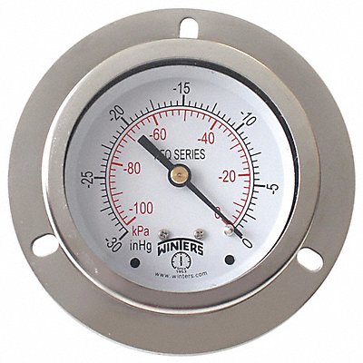 WINTERS PFQ900DRY25FF K4541 Vacuum Gaugee 2-1/2 Dial Size Silver