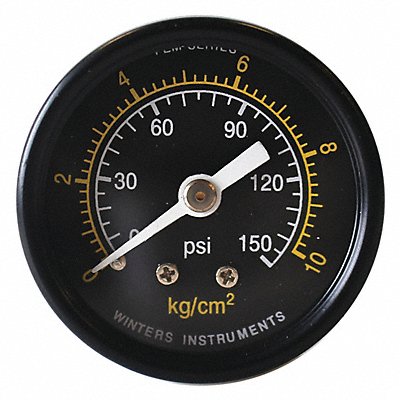 WINTERS PEM1421CD Pressure Gauge 1-1/2 Dial Size Black