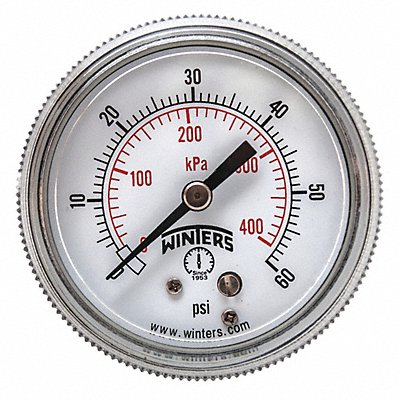 WINTERS P9U901404UC K4523 Pressure Gauge 2 Dial Size Black