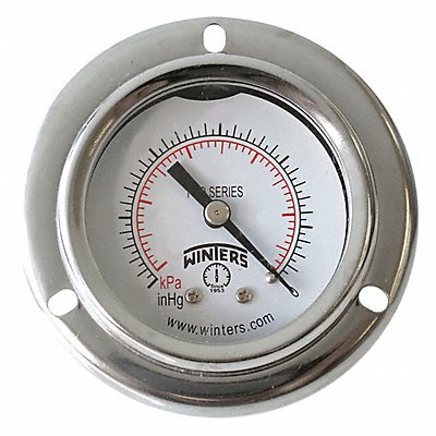 WINTERS PFQ2435DRY2FF K4539 Pressure Gauge 2 Dial Size Silver