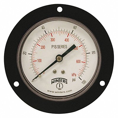 WINTERS P1S564 K4530 Pressure Gauge 3-1/2 Dial Size Black