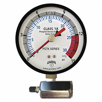 WINTERS PGTK315CM K4558 Pressure Gauge 4 Dial Size Black