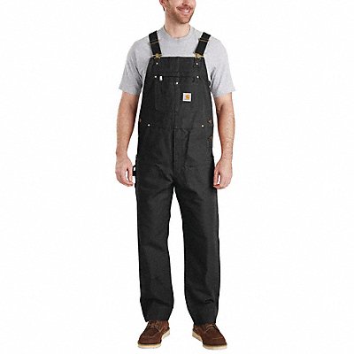 CARHARTT 10277600138x30 J7523 Bib Overalls 38 Waist Sz 30 Inseam Blk