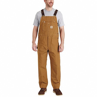CARHARTT 10277621134x30 J7523 Bib Overalls 34 Waist Sz 30 Inseam Brn