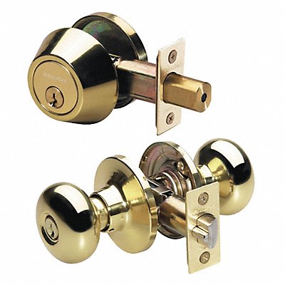 492V99 MASTER LOCK BCC0603KA4S Knob Lockset Biscuit Style Polished Brss