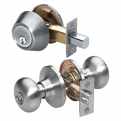 492W02 MASTER LOCK BCC0615KA4S Knob Lockset Biscuit Style Satin Nickel