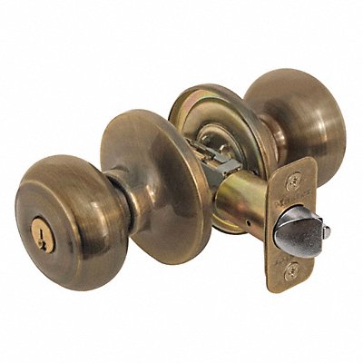 MASTER LOCK RU0105KA4S Knob Lockset Rusk Style Antique Brass