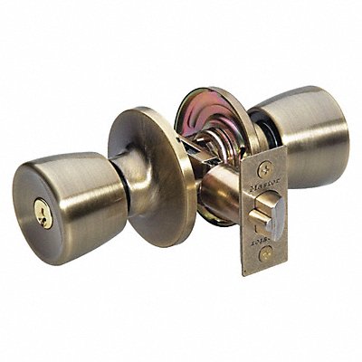 MASTER LOCK TU0105KA4 Knob Lockset Tulip Style Antique Brass
